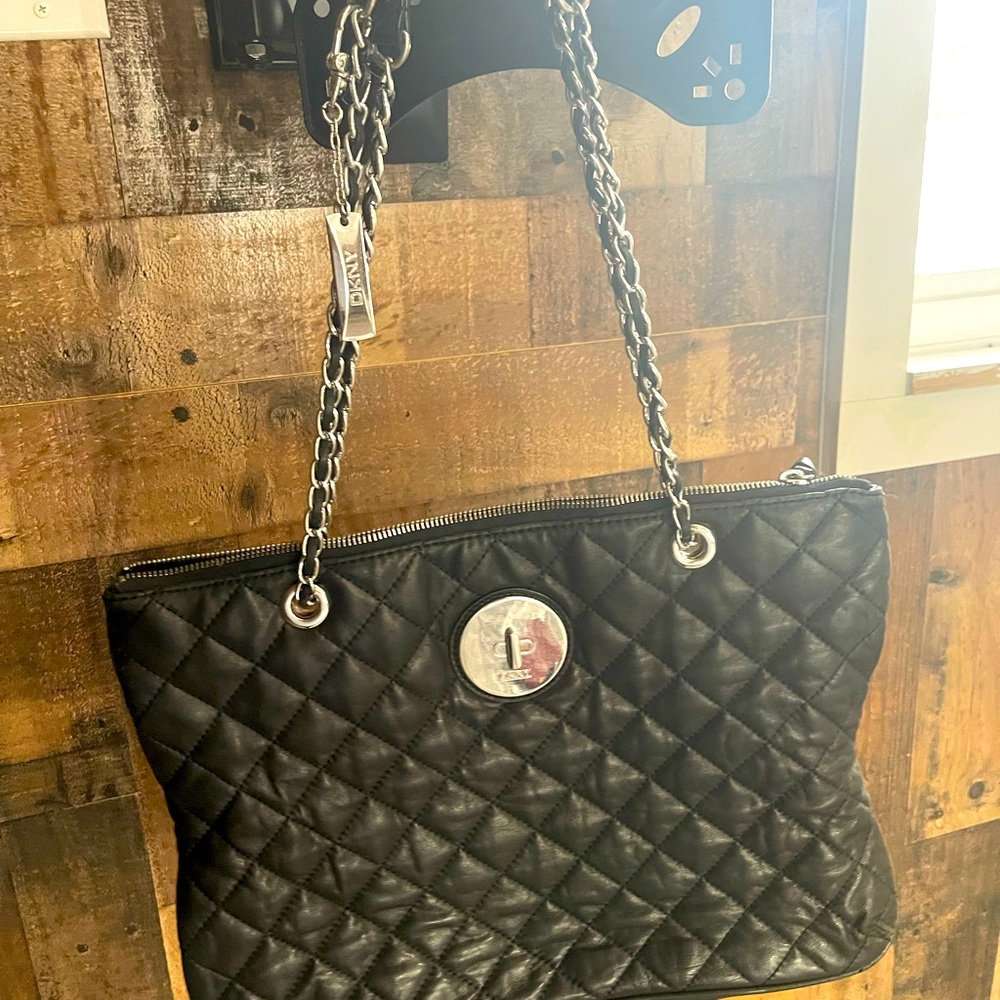 Dkny black leather bag